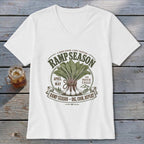 White t-shirt with "Ramp Season Dig Cook Repeat" graphic.