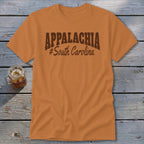 Orange t-shirt with "Appalachia #South Carolina" text in brown.