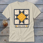 Cream t-shirt featuring a quilt square design and "Ohio Star" text.