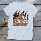 Four howling hounds with the word "holler" printed below.