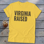 Yellow t-shirt with "VIRGINIA RAISED" text and a glass of iced tea.