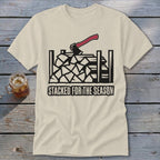 T-shirt with axe and stacked firewood graphic and text "STACKED FOR THE SEASON".