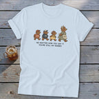 Light blue t-shirt with four bears and text "NO MATTER HOW YOU SAY IT, YOU'RE STILL MY BABIES".