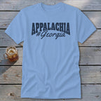 Light blue t-shirt with "APPALACHIA #Georgia" text printed in dark blue.