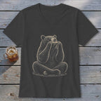 Dark grey t-shirt with a graphic of a bear playing a harmonica.