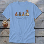 Light blue t-shirt with cartoon bears walking, text reads "NO MATTER HOW YOU SAY IT, YOU'RE STILL MY BABIES."