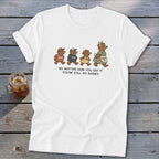 Bear family graphic on white t-shirt with text "No matter how you say it, you're still my babies."