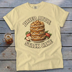 Light yellow t-shirt with "DRIED APPLE STACK CAKE" text and illustration.