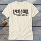 Cream t-shirt with "Appalachia #North Carolina" printed in dark gray text.