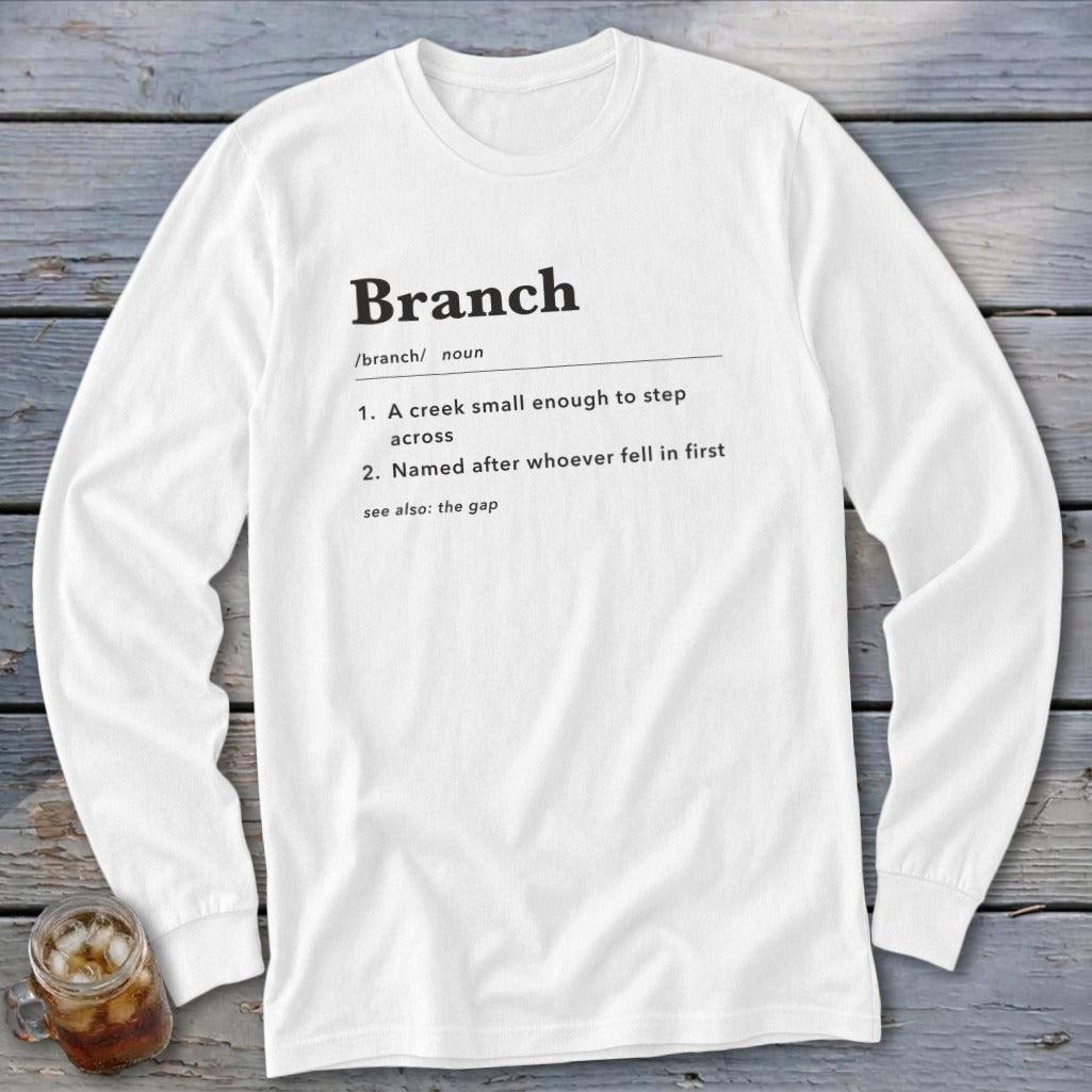 Long-sleeve shirt with dictionary definition of "Branch".