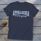 Navy t-shirt with "APPALACHIA #Virginia" printed in light blue text.