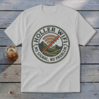White t-shirt with a circular logo: "Holler Wifi. No Signal, No Problem."
