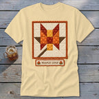 Light yellow t-shirt with a quilted maple leaf design and "Maple Leaf" text.
