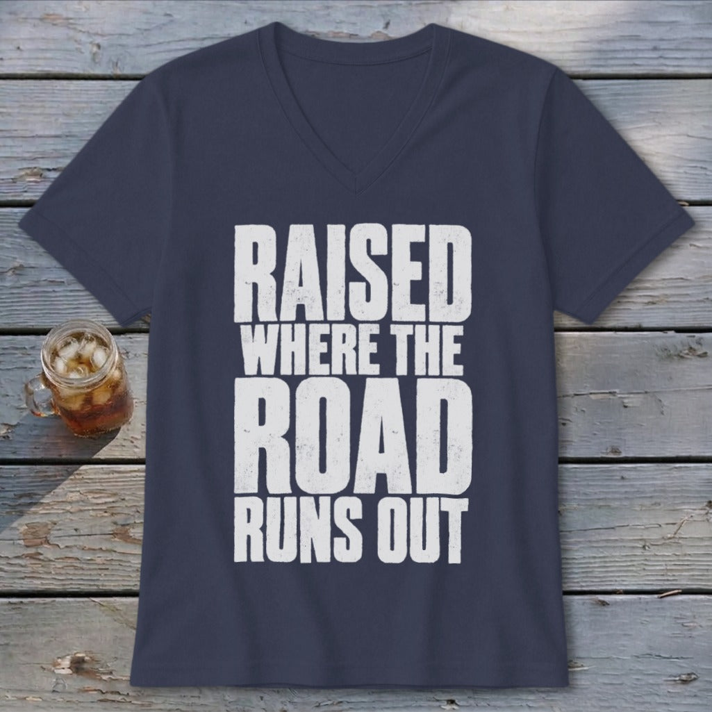 Raised Where the Road Runs Out V-neck