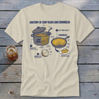 Anatomy of soup beans and cornbread diagram on a t-shirt.