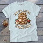 Dried Apple Stack Cake graphic on a light blue t-shirt.