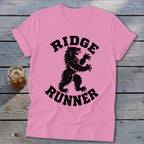 Pink t-shirt with black "RIDGE RUNNER" text and a black bear graphic.