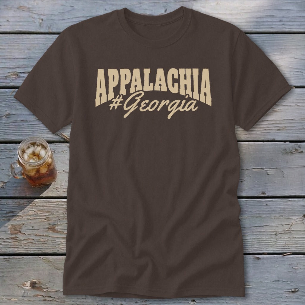 Brown t-shirt with "APPALACHIA #Georgia" text graphic.