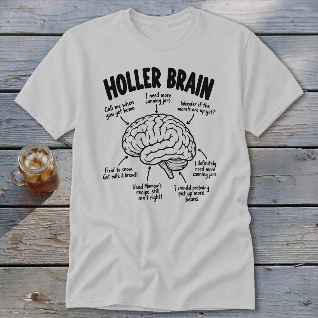 Holler Brain graphic with text labels pointing to a brain illustration.