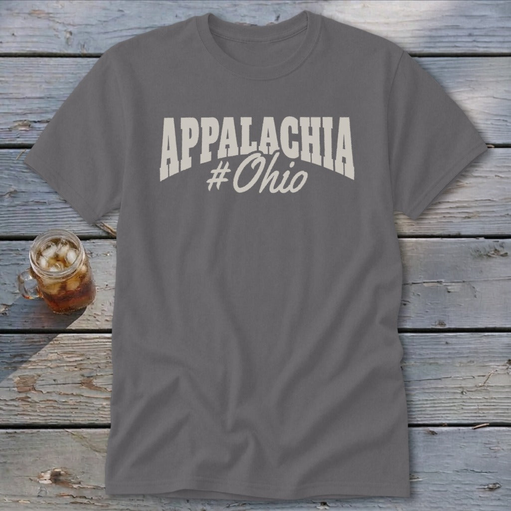 Gray t-shirt with "APPALACHIA #Ohio" in cream text.