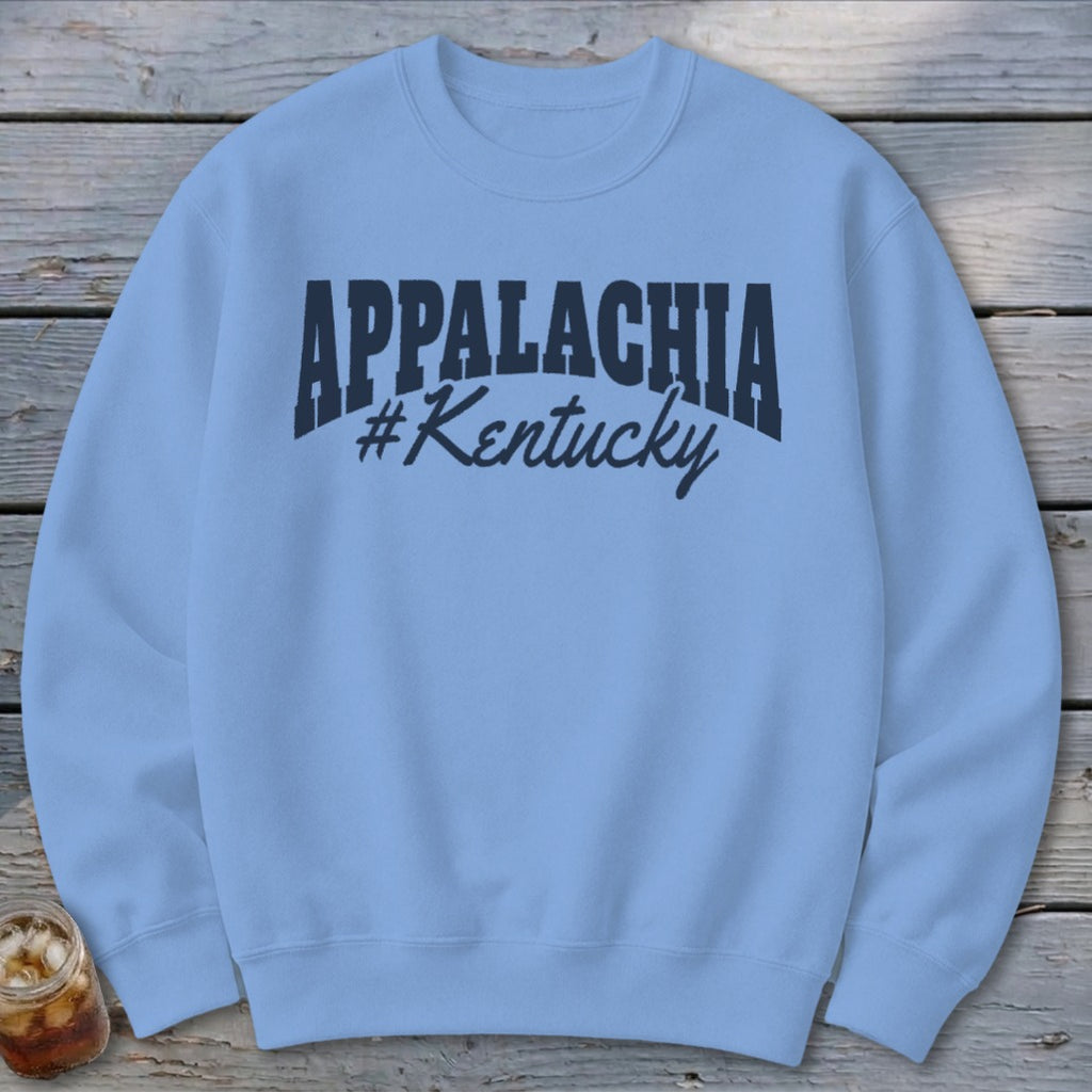 Light blue sweatshirt with "APPALACHIA #Kentucky" text.