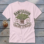 Pink t-shirt with "Ramp Season" graphic featuring a bunch of ramps.