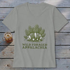 Gray t-shirt with a cluster of morel mushrooms and text "WILD FORAGED APPALACHIA".