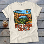 Cream t-shirt with Red River Gorge graphic and text.