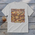 White t-shirt with "Echoes From The Ridge" and Appalachian Music & Picking Celebration graphic.