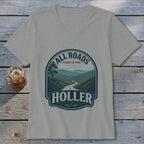 T-shirt with "All Roads Lead to the Holler" graphic and a scenic mountain road.