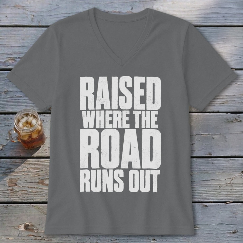 Raised Where the Road Runs Out V-neck