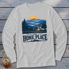 Long sleeve shirt with landscape graphic and "The Home Place" text.