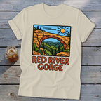 T-shirt with Red River Gorge landscape art and text.