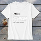 White t-shirt with "Mess" dictionary definition and usage on the front.