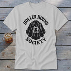 White t-shirt with "Holler Hound Society" and dog graphic.