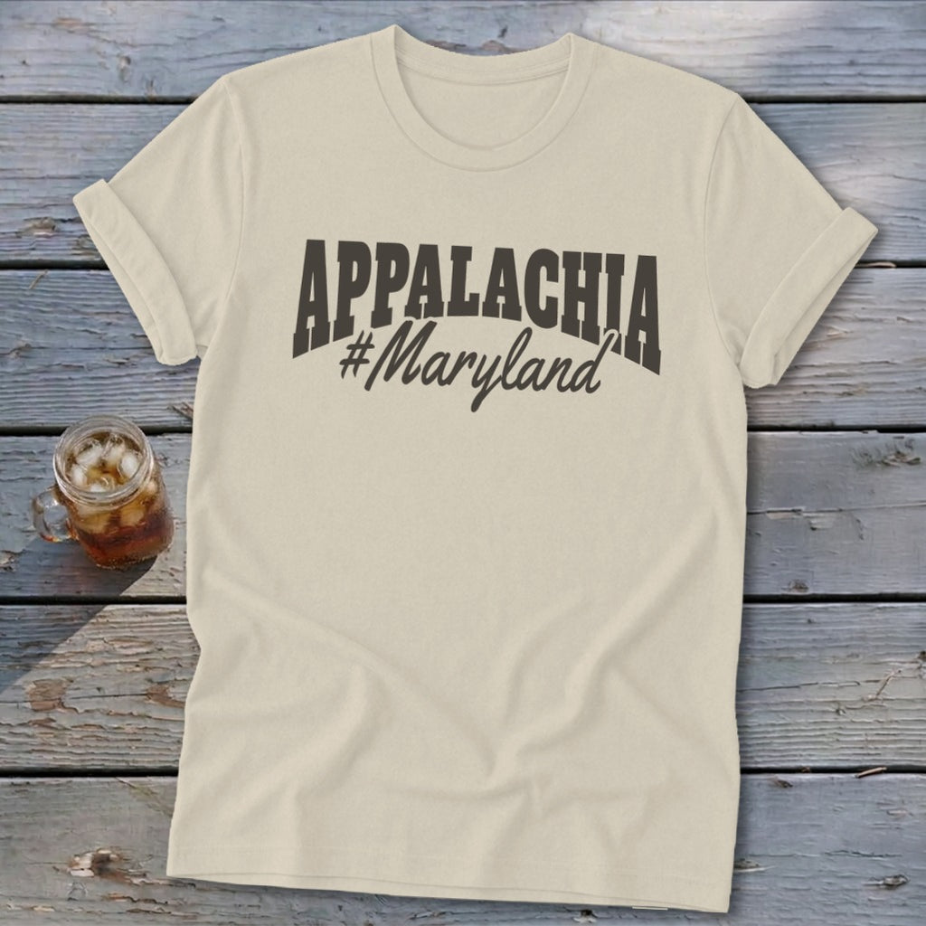 Lightweight t-shirt with "Appalachia #Maryland" printed on the front.