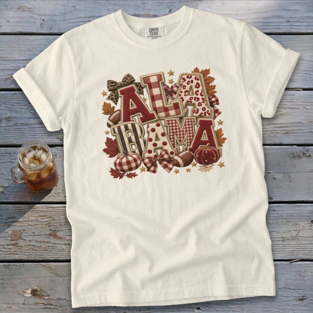 Alabama Faux Chenille Fall Patch Signature Tee