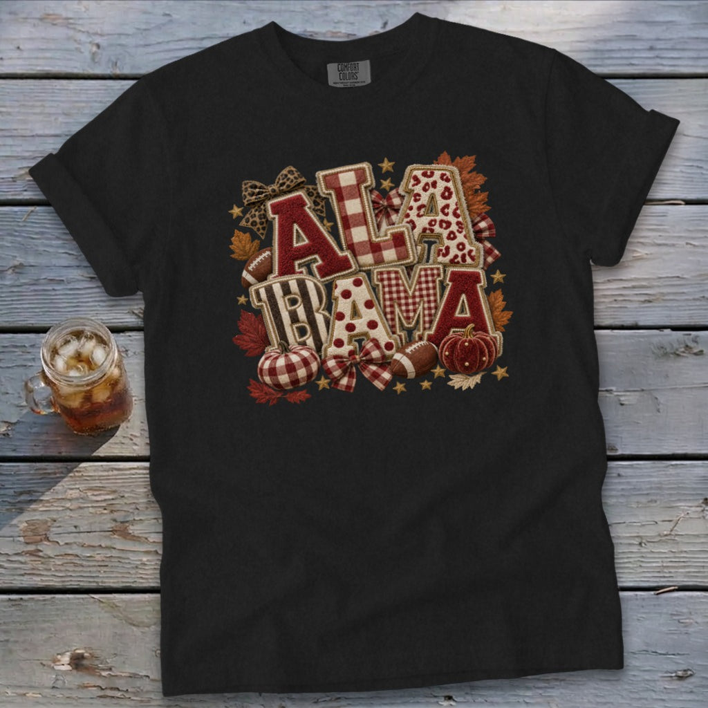 Alabama Faux Chenille Fall Patch Signature Tee