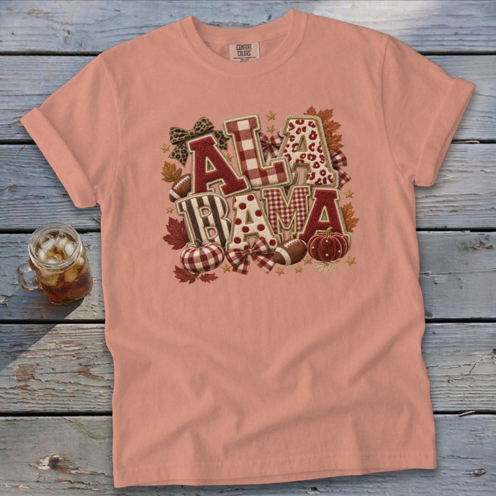 Alabama Faux Chenille Fall Patch Signature Tee