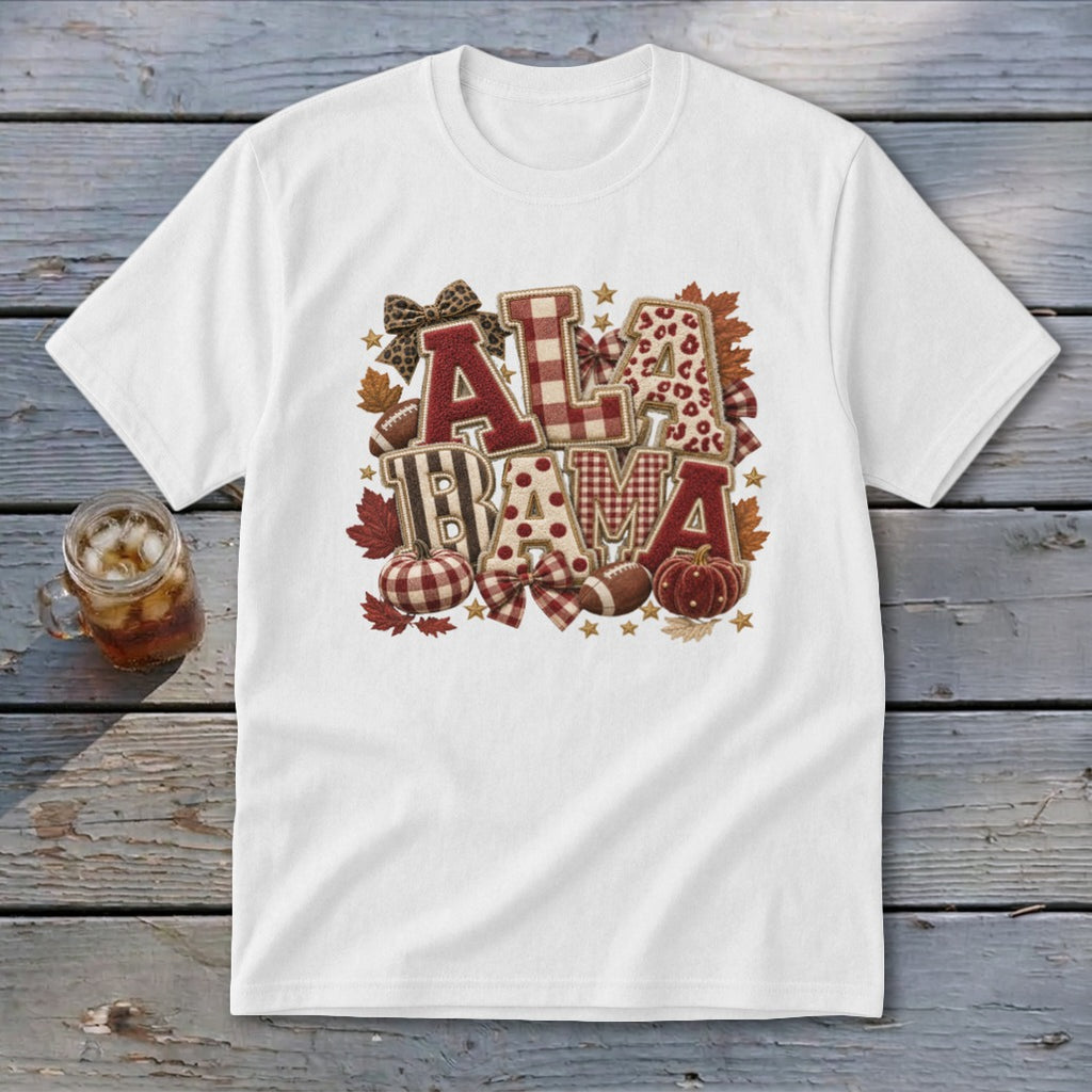 Alabama Faux Chenille Fall Patch Youth Tee