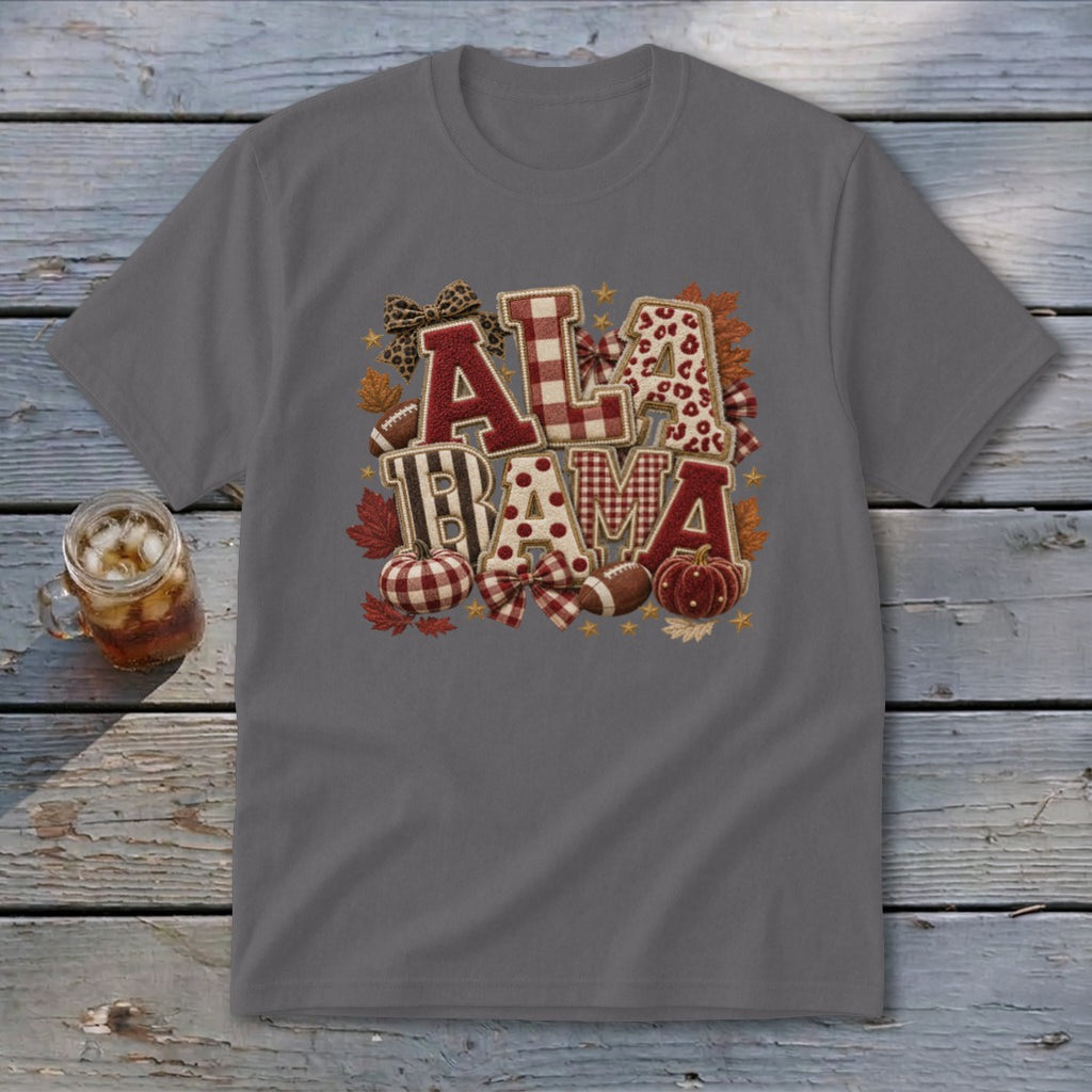 Alabama Faux Chenille Fall Patch Youth Tee