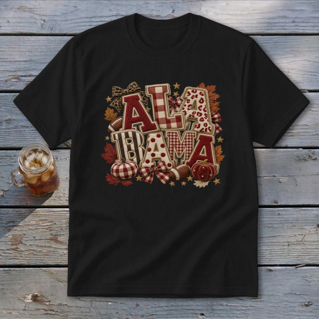 Alabama Faux Chenille Fall Patch Youth Tee