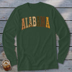 Alabama Faux Embroidery Letters Long Sleeve Tee