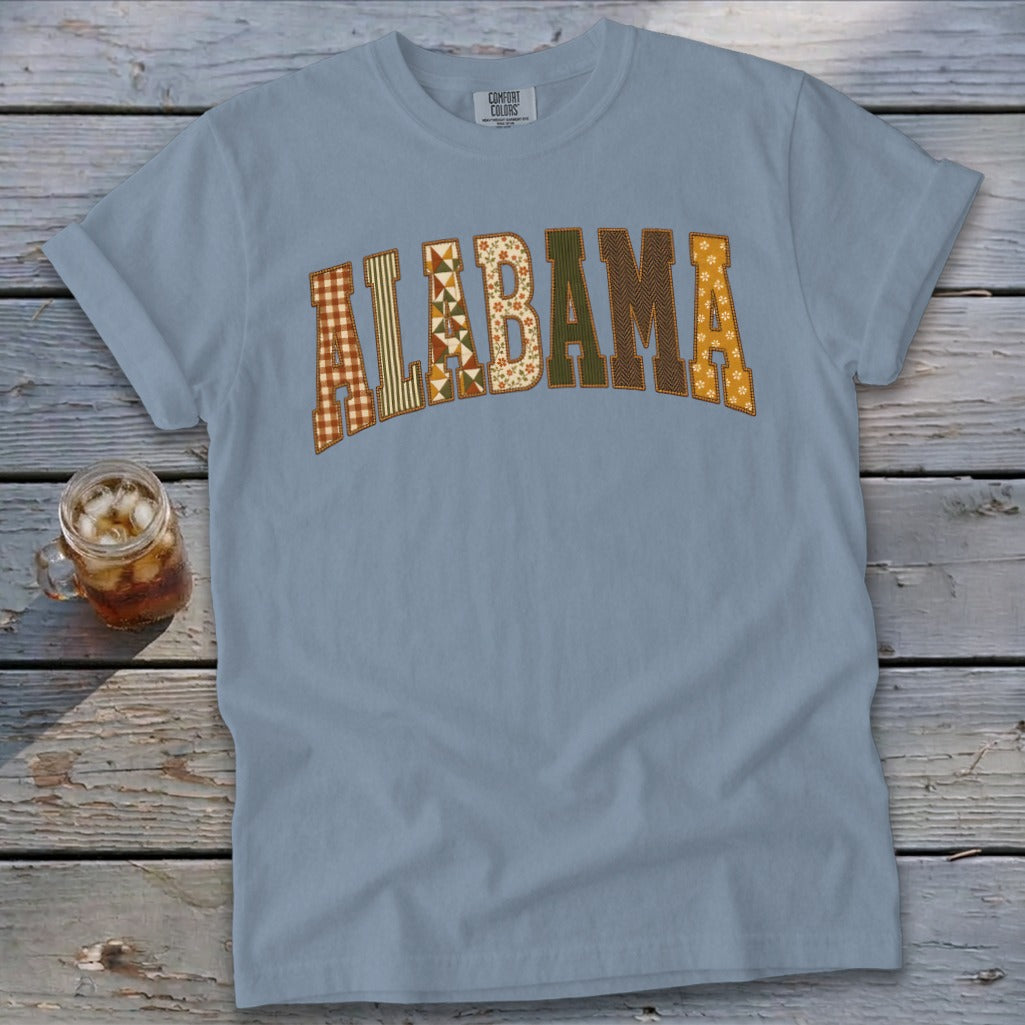 Alabama Faux Embroidery Letters Signature Tee