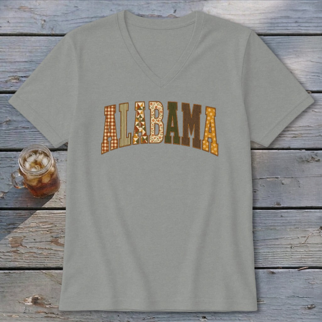 Alabama Faux Embroidery Letters V-neck