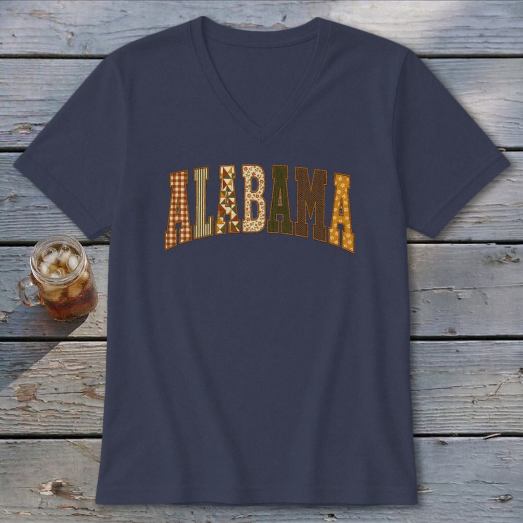 Alabama Faux Embroidery Letters V-neck