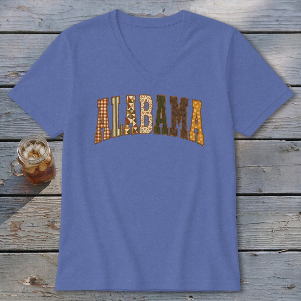 Alabama Faux Embroidery Letters V-neck