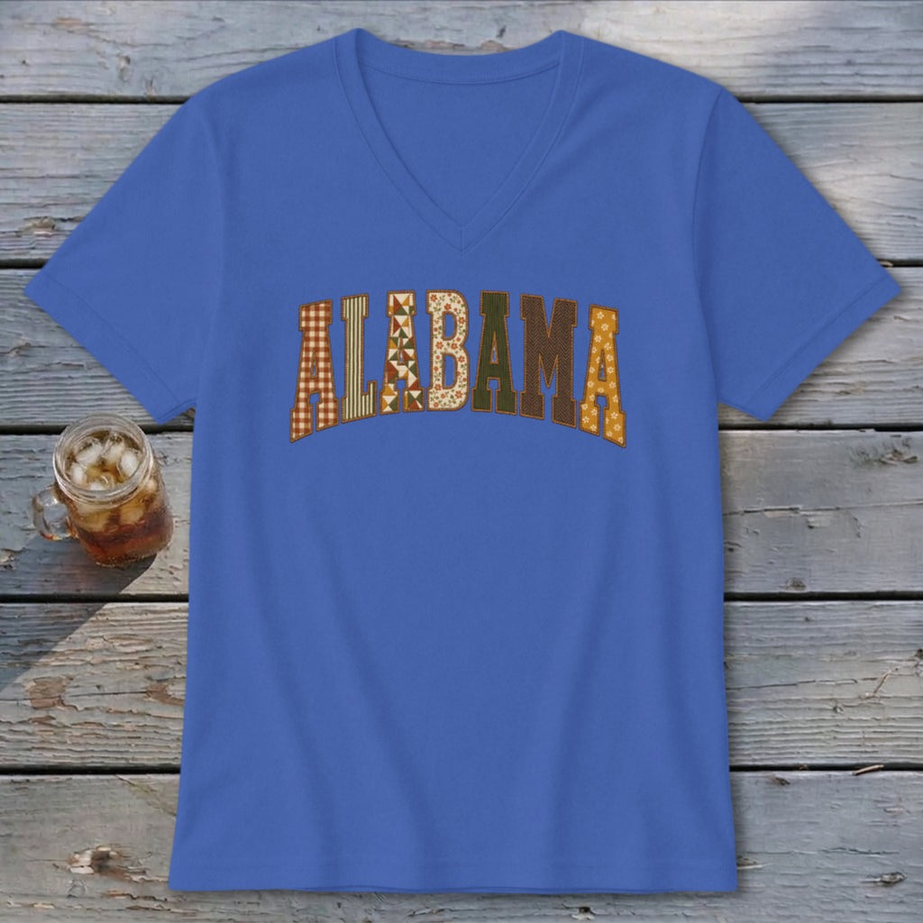 Alabama Faux Embroidery Letters V-neck