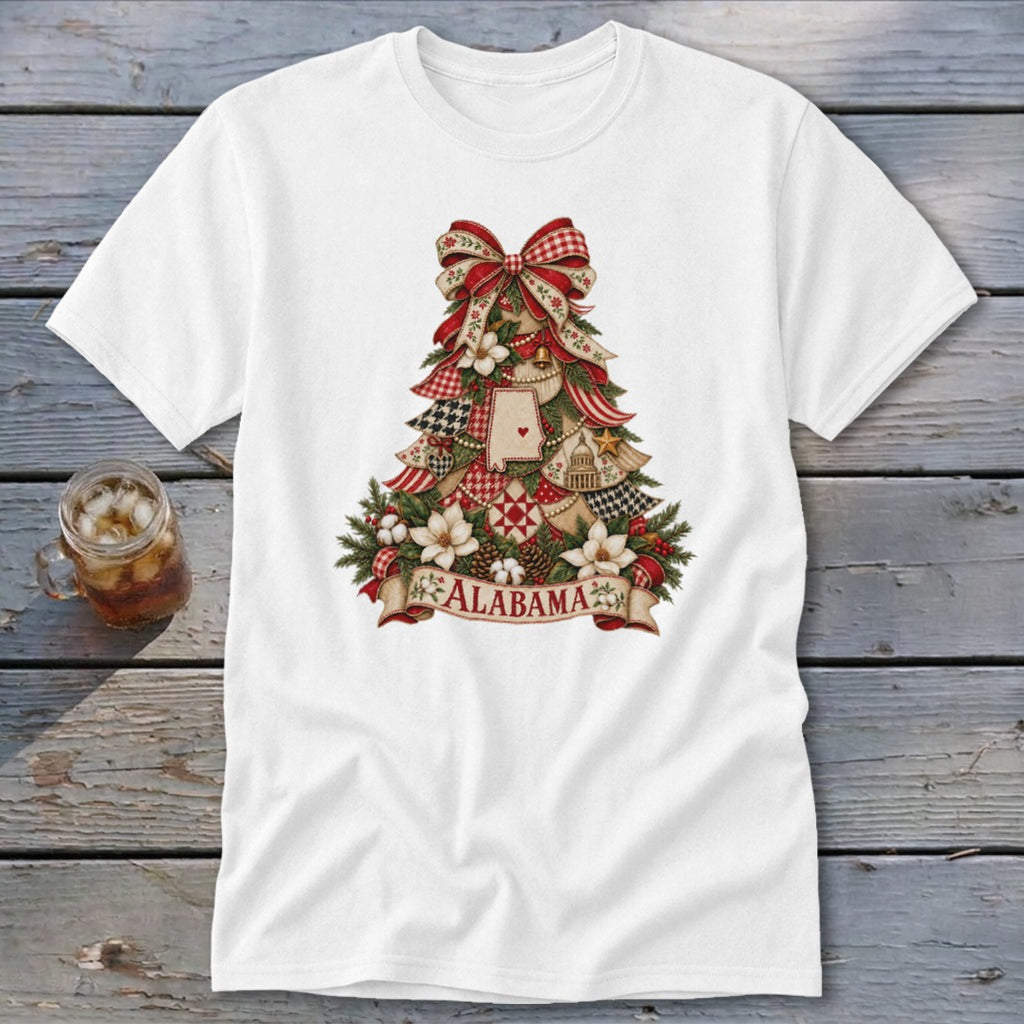 Alabama Faux Patchwork Christmas Tree Classic Tee