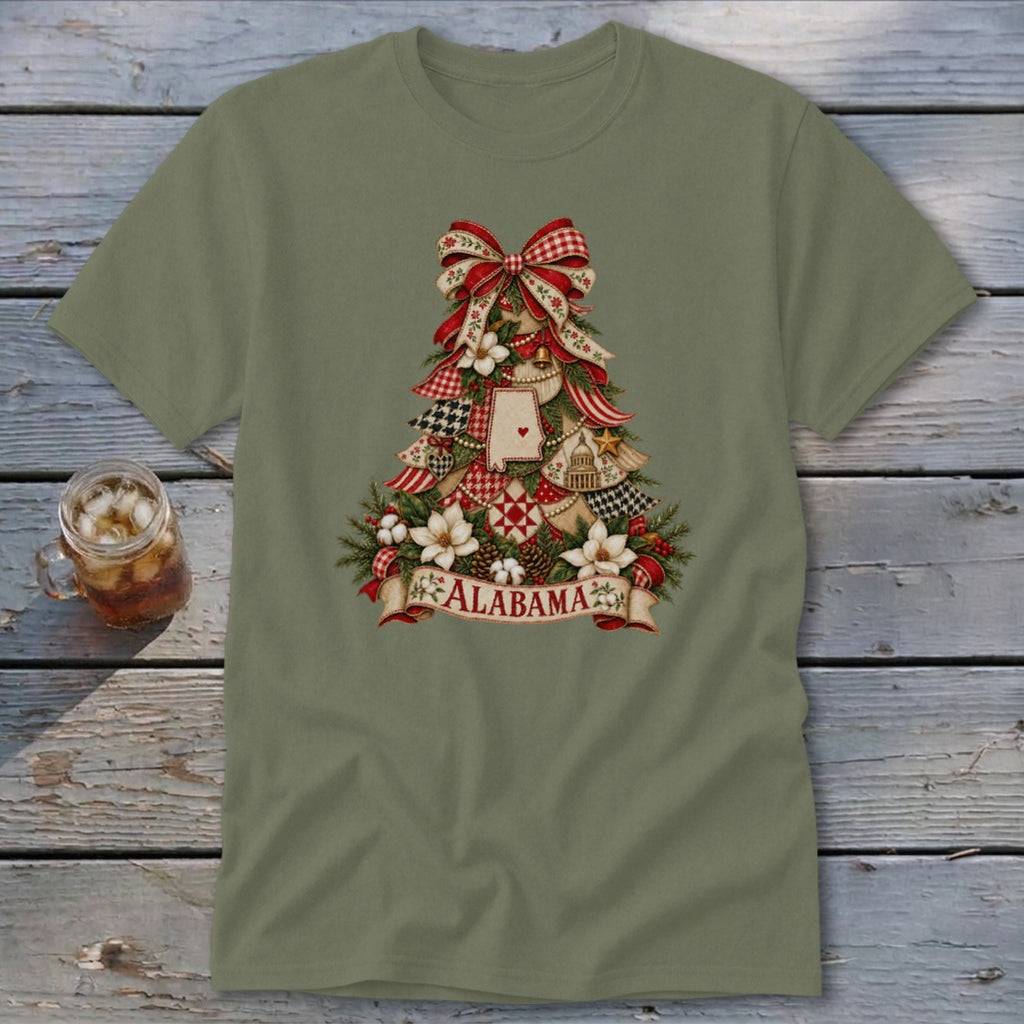 Alabama Faux Patchwork Christmas Tree Classic Tee